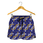 White And Yellow DNA Pattern Print Women's Shorts