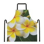 White And Yellow Plumeria Flower Print Apron