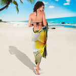 White And Yellow Plumeria Flower Print Beach Sarong Wrap