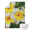 White And Yellow Plumeria Flower Print Blanket