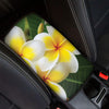White And Yellow Plumeria Flower Print Car Center Console Cover