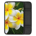 White And Yellow Plumeria Flower Print Car Center Console Cover