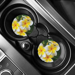 White And Yellow Plumeria Flower Print Car Coasters