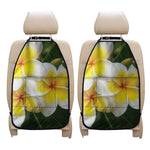 White And Yellow Plumeria Flower Print Car Seat Organizers