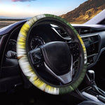 White And Yellow Plumeria Flower Print Car Steering Wheel Cover