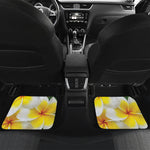 White And Yellow Plumeria Flower Print Front and Back Car Floor Mats