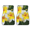 White And Yellow Plumeria Flower Print Front Car Floor Mats