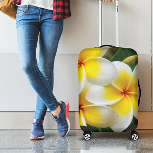 White And Yellow Plumeria Flower Print Luggage Cover