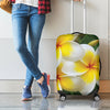 White And Yellow Plumeria Flower Print Luggage Cover