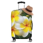 White And Yellow Plumeria Flower Print Luggage Cover