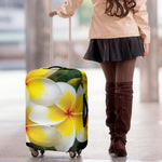 White And Yellow Plumeria Flower Print Luggage Cover