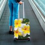 White And Yellow Plumeria Flower Print Luggage Cover