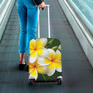 White And Yellow Plumeria Flower Print Luggage Cover