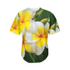 White And Yellow Plumeria Flower Print Men's Baseball Jersey