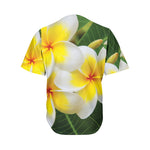 White And Yellow Plumeria Flower Print Men's Baseball Jersey