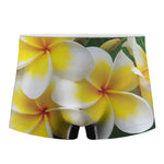 White And Yellow Plumeria Flower Print Men's Boxer Briefs