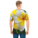 White And Yellow Plumeria Flower Print Men's T-Shirt