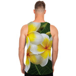 White And Yellow Plumeria Flower Print Men's Tank Top