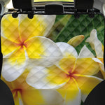 White And Yellow Plumeria Flower Print Pet Car Back Seat Cover