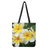 White And Yellow Plumeria Flower Print Tote Bag