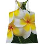 White And Yellow Plumeria Flower Print Women's Racerback Tank Top