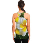 White And Yellow Plumeria Flower Print Women's Racerback Tank Top