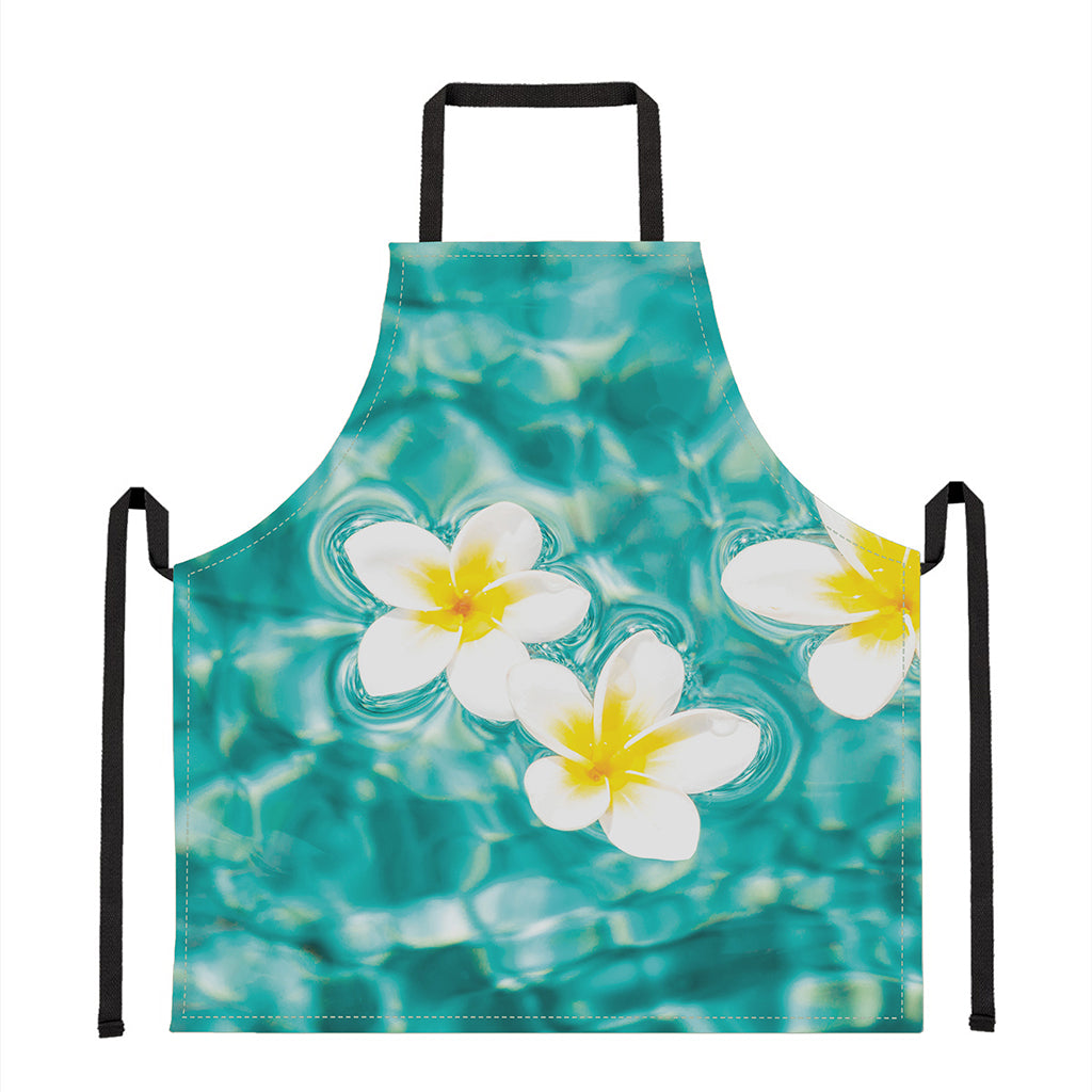 White And Yellow Plumeria In Water Print Apron