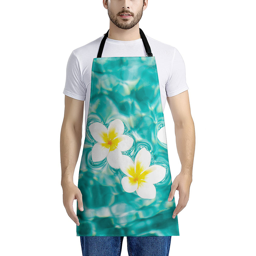 White And Yellow Plumeria In Water Print Apron