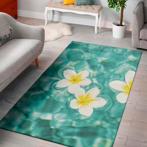 White And Yellow Plumeria In Water Print Area Rug