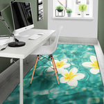 White And Yellow Plumeria In Water Print Area Rug