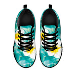 White And Yellow Plumeria In Water Print Black Sneakers
