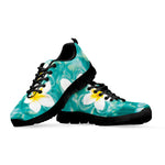 White And Yellow Plumeria In Water Print Black Sneakers