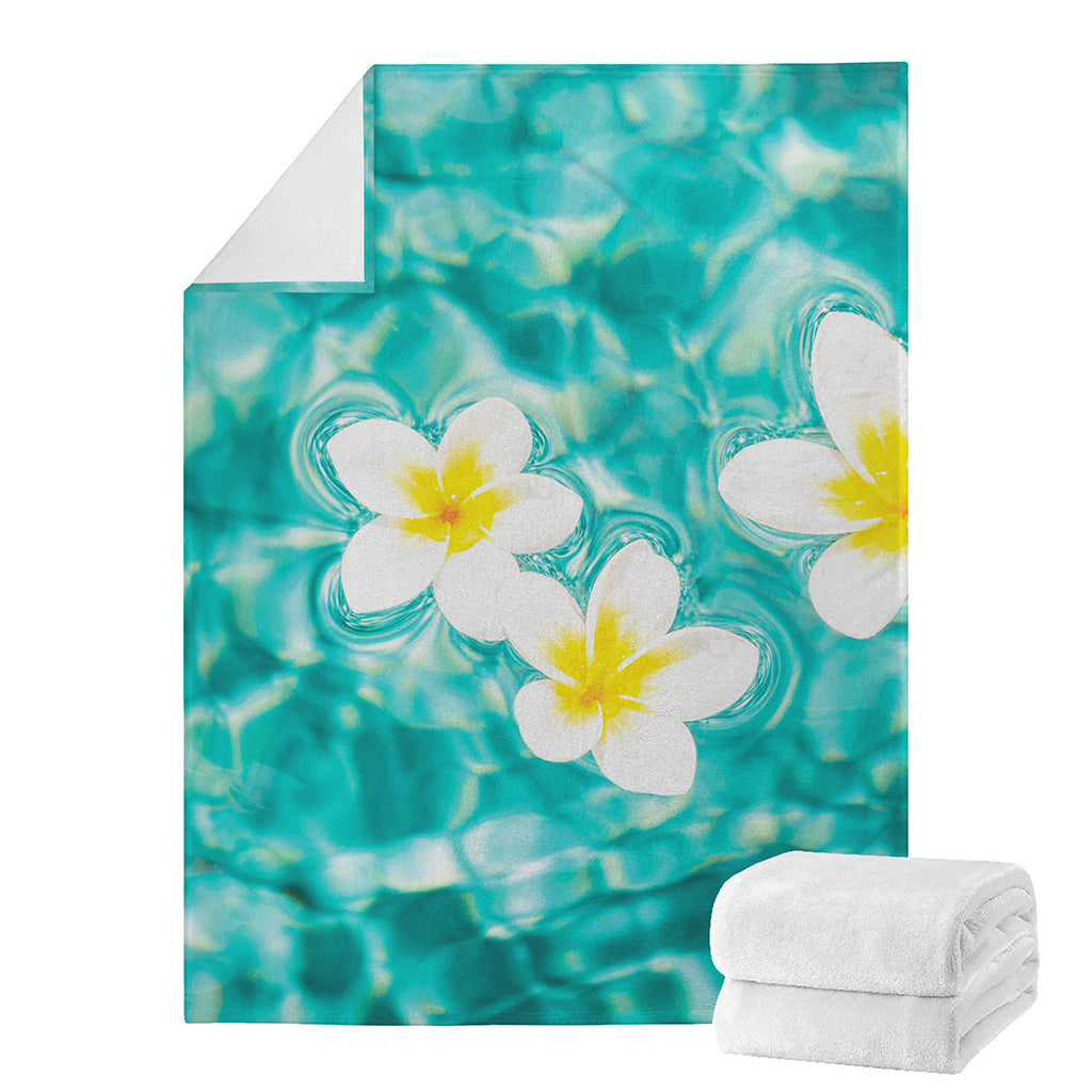 White And Yellow Plumeria In Water Print Blanket