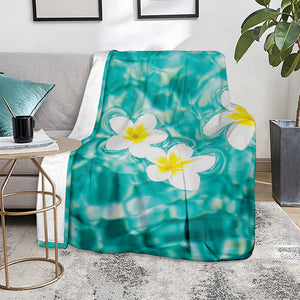 White And Yellow Plumeria In Water Print Blanket