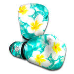 White And Yellow Plumeria In Water Print Boxing Gloves