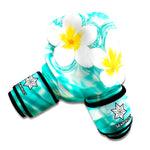 White And Yellow Plumeria In Water Print Boxing Gloves