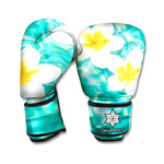 White And Yellow Plumeria In Water Print Boxing Gloves