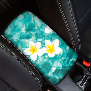 White And Yellow Plumeria In Water Print Car Center Console Cover