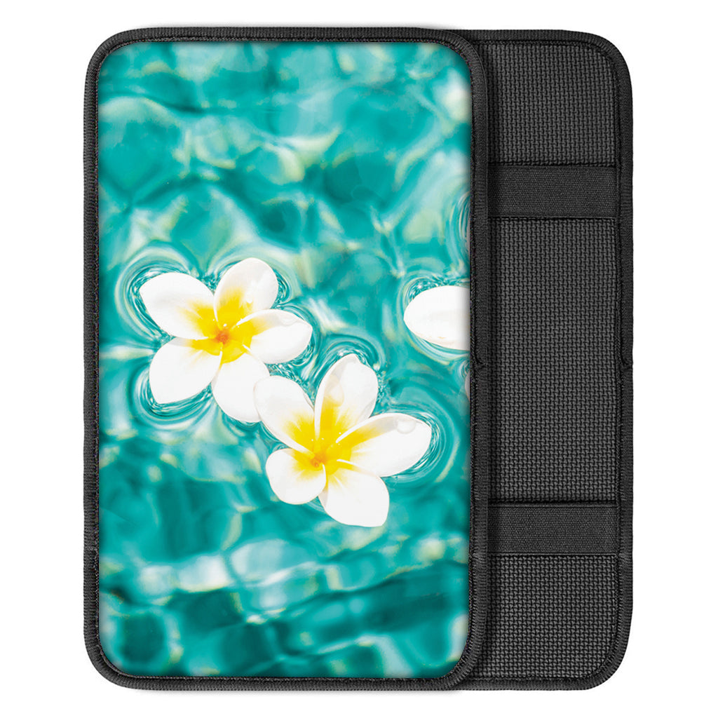 White And Yellow Plumeria In Water Print Car Center Console Cover