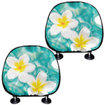 White And Yellow Plumeria In Water Print Car Headrest Covers