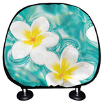 White And Yellow Plumeria In Water Print Car Headrest Covers