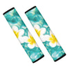 White And Yellow Plumeria In Water Print Car Seat Belt Covers