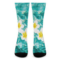White And Yellow Plumeria In Water Print Crew Socks