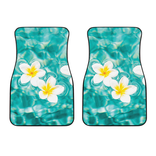 White And Yellow Plumeria In Water Print Front Car Floor Mats