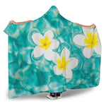 White And Yellow Plumeria In Water Print Hooded Blanket