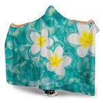 White And Yellow Plumeria In Water Print Hooded Blanket
