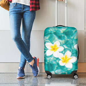 White And Yellow Plumeria In Water Print Luggage Cover