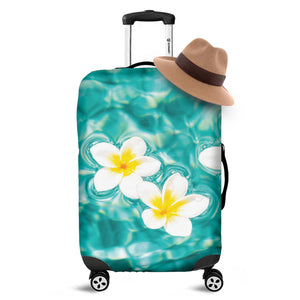 White And Yellow Plumeria In Water Print Luggage Cover