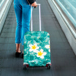 White And Yellow Plumeria In Water Print Luggage Cover