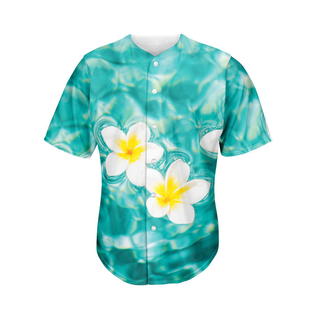 White And Yellow Plumeria In Water Print Men's Baseball Jersey